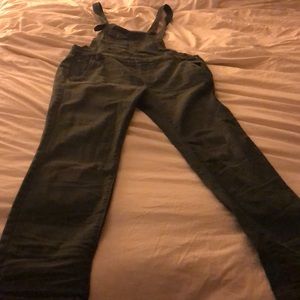 Free People dark green overalls w/ side zipper